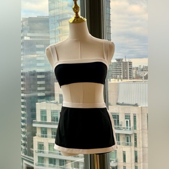 🆕 STAUD 🧿 NWT BIack White Bikini Set- Liv Top - Sz S & Nell Swim Skirt - Sz XS - Picture 4 of 16